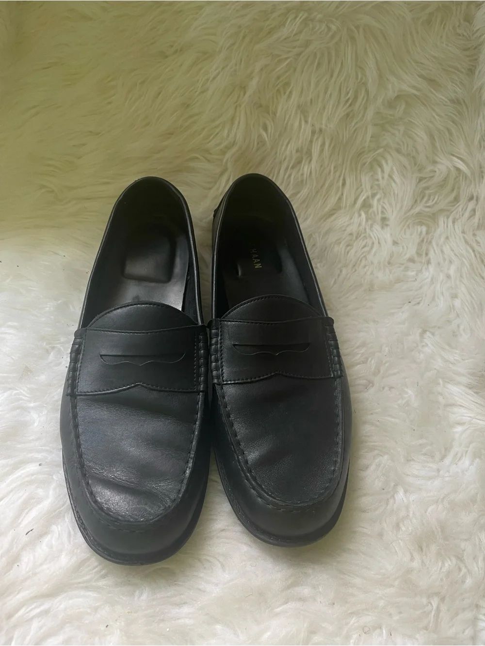 Cole Haan Black Leather Penny Loafers for Men SZ12M